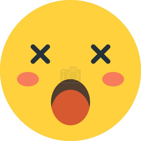 Illustration for Shocked face emoji illustration in minimal style isolated on background - Royalty Free Image