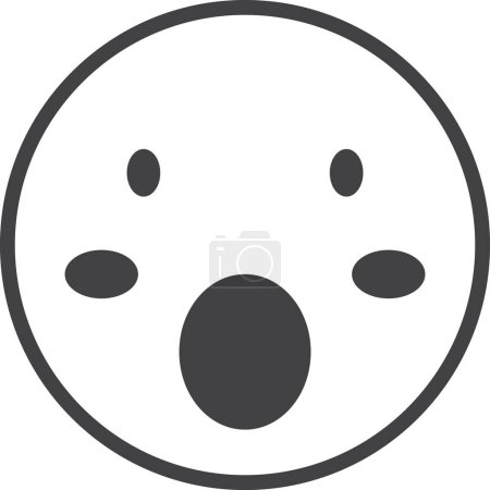 Illustration for Shocked face emoji illustration in minimal style isolated on background - Royalty Free Image