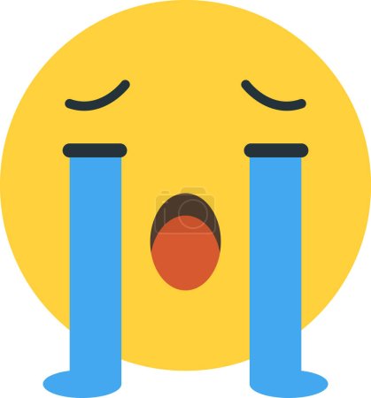 Illustration for Crying face emoji illustration in minimal style isolated on background - Royalty Free Image