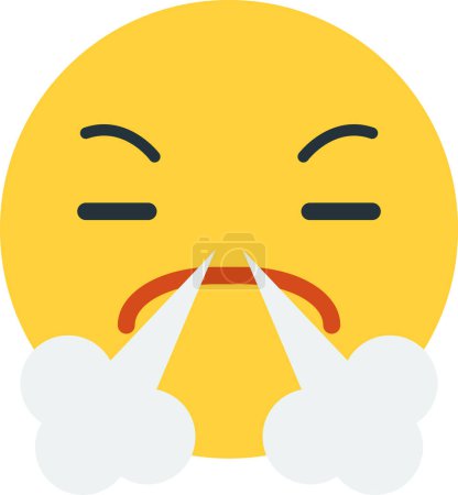 Illustration for Angry face emoji illustration in minimal style isolated on background - Royalty Free Image
