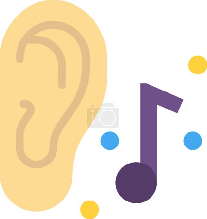 Téléchargez les illustrations : Ears listening to music illustration in minimal style isolated on background - en licence libre de droit