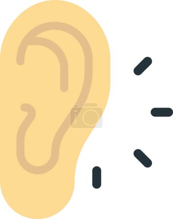 Ilustración de Ears listening to music illustration in minimal style isolated on background - Imagen libre de derechos