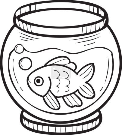 Ilustración de Hand Drawn Fish Bowl illustration in doodle style isolated on background - Imagen libre de derechos