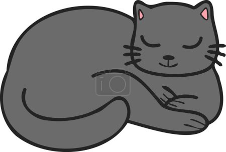 Illustration for Hand Drawn sleeping cat illustration in doodle style isolated on background - Royalty Free Image