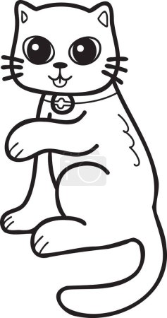 Ilustración de Hand Drawn Maneki Neko or lucky cat illustration in doodle style isolated on background - Imagen libre de derechos