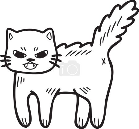Illustration for Hand Drawn angry cat illustration in doodle style isolated on background - Royalty Free Image