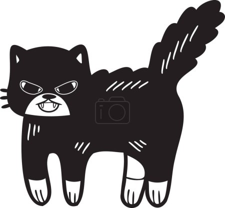 Illustration for Hand Drawn angry cat illustration in doodle style isolated on background - Royalty Free Image
