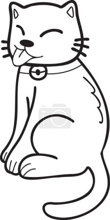 Ilustración de Hand Drawn cute cat smile illustration in doodle style isolated on background - Imagen libre de derechos