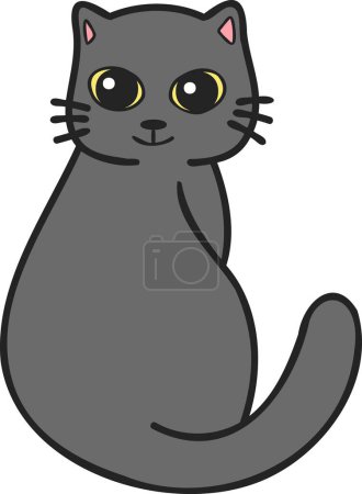 Illustration for Hand Drawn cute cat smile illustration in doodle style isolated on background - Royalty Free Image