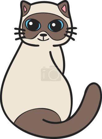 Téléchargez les illustrations : Hand Drawn cute cat smile illustration in doodle style isolated on background - en licence libre de droit