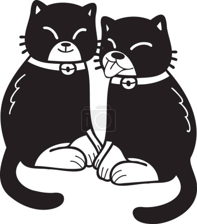 Illustration for Hand Drawn cute cat smile illustration in doodle style isolated on background - Royalty Free Image