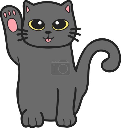 Illustration for Hand Drawn Maneki Neko or lucky cat illustration in doodle style isolated on background - Royalty Free Image