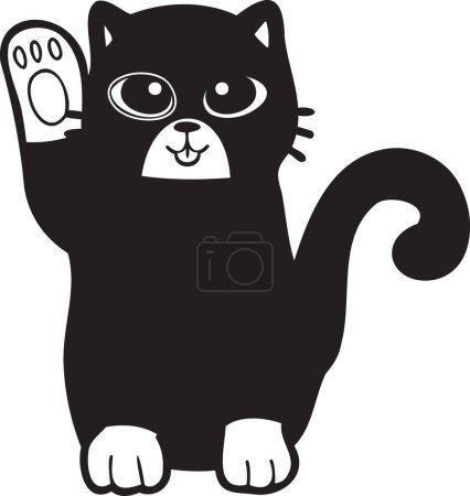 Téléchargez les illustrations : Hand Drawn Maneki Neko or lucky cat illustration in doodle style isolated on background - en licence libre de droit