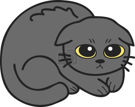 Illustration for Hand Drawn scared or sad cat illustration in doodle style isolated on background - Royalty Free Image
