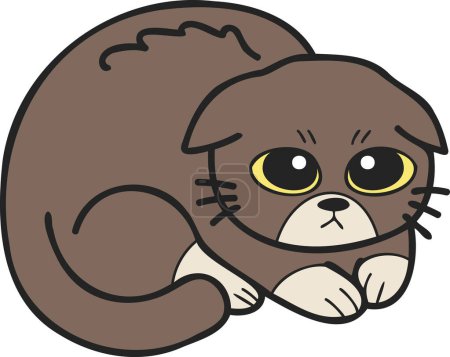 Illustration for Hand Drawn scared or sad cat illustration in doodle style isolated on background - Royalty Free Image