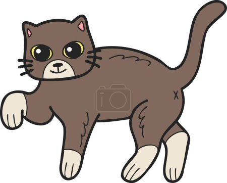 Ilustración de Hand Drawn walking cat illustration in doodle style isolated on background - Imagen libre de derechos