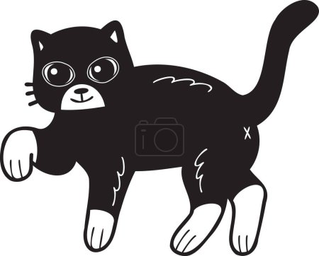 Illustration for Hand Drawn walking cat illustration in doodle style isolated on background - Royalty Free Image