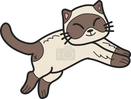Illustration for Hand Drawn jumping cat illustration in doodle style isolated on background - Royalty Free Image
