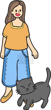 Téléchargez les illustrations : Hand Drawn cat begging owner illustration in doodle style isolated on background - en licence libre de droit