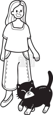 Illustration for Hand Drawn cat begging owner illustration in doodle style isolated on background - Royalty Free Image