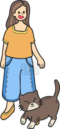 Illustration for Hand Drawn cat begging owner illustration in doodle style isolated on background - Royalty Free Image