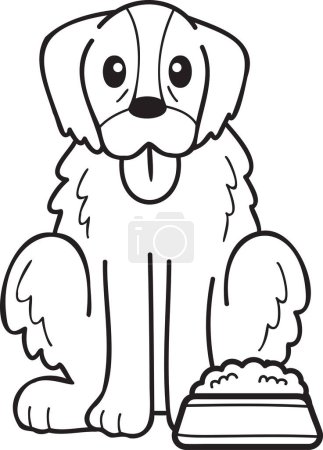 Téléchargez les illustrations : Hand Drawn Golden retriever Dog with food illustration in doodle style isolated on background - en licence libre de droit