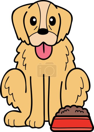 Ilustración de Hand Drawn Golden retriever Dog with food illustration in doodle style isolated on background - Imagen libre de derechos