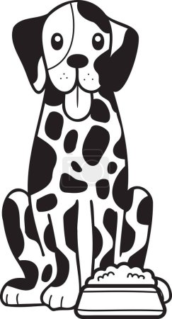 Ilustración de Hand Drawn Dalmatian Dog with food illustration in doodle style isolated on background - Imagen libre de derechos