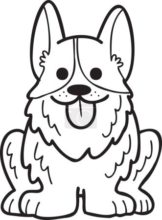 Ilustración de Hand Drawn Corgi Dog sitting waiting for owner illustration in doodle style isolated on background - Imagen libre de derechos