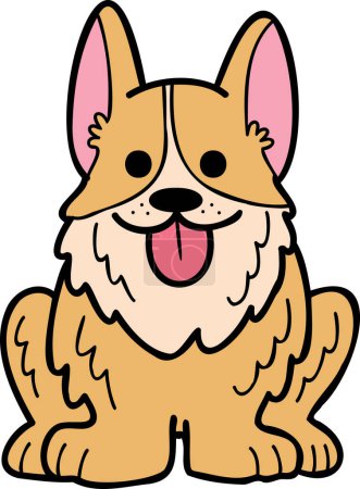 Ilustración de Hand Drawn Corgi Dog sitting waiting for owner illustration in doodle style isolated on background - Imagen libre de derechos