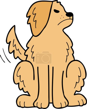 Ilustración de Hand Drawn angry Golden retriever Dog illustration in doodle style isolated on background - Imagen libre de derechos