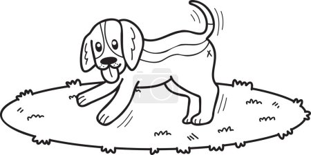 Ilustración de Hand Drawn Beagle Dog walking illustration in doodle style isolated on background - Imagen libre de derechos