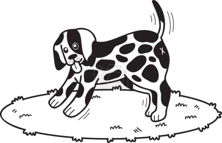 Téléchargez les illustrations : Hand Drawn Dalmatian Dog walking illustration in doodle style isolated on background - en licence libre de droit