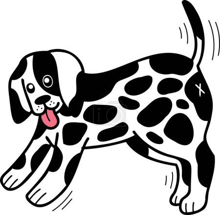 Téléchargez les illustrations : Hand Drawn Dalmatian Dog walking illustration in doodle style isolated on background - en licence libre de droit
