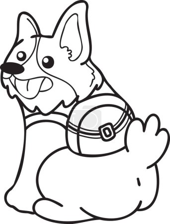 Illustration for Hand Drawn Corgi Dog with backpack illustration in doodle style isolated on background - Royalty Free Image
