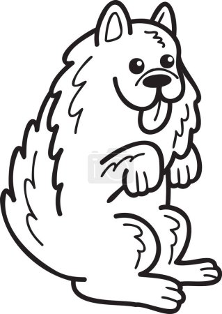 Téléchargez les illustrations : Hand Drawn Samoyed Dog begging owner illustration in doodle style isolated on background - en licence libre de droit