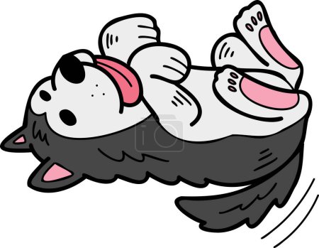 Illustration for Hand Drawn sleeping husky Dog illustration in doodle style isolated on background - Royalty Free Image