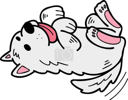 Illustration for Hand Drawn sleeping Samoyed Dog illustration in doodle style isolated on background - Royalty Free Image