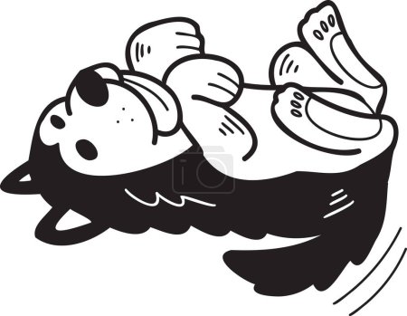 Ilustración de Hand Drawn sleeping husky Dog illustration in doodle style isolated on background - Imagen libre de derechos