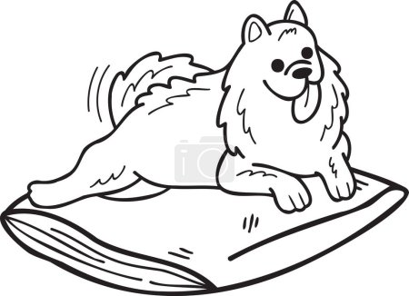 Ilustración de Hand Drawn sleeping Samoyed Dog illustration in doodle style isolated on background - Imagen libre de derechos