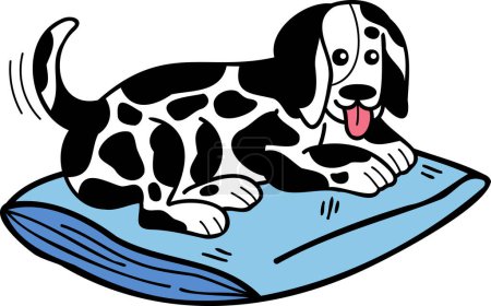 Ilustración de Hand Drawn sleeping Dalmatian Dog illustration in doodle style isolated on background - Imagen libre de derechos