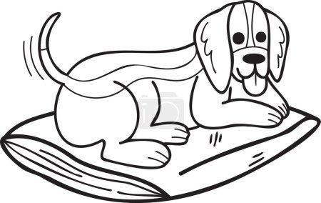 Ilustración de Hand Drawn sleeping Beagle Dog illustration in doodle style isolated on background - Imagen libre de derechos