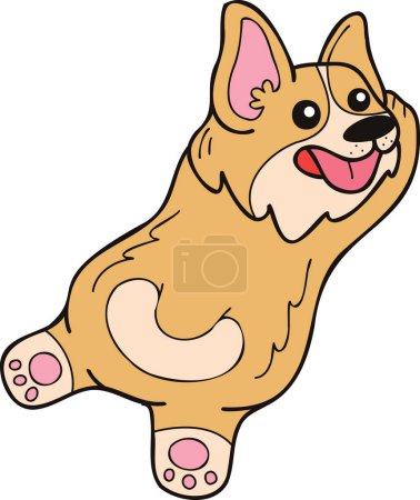 Téléchargez les illustrations : Hand Drawn sleeping Corgi Dog illustration in doodle style isolated on background - en licence libre de droit