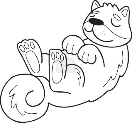 Ilustración de Hand Drawn sleeping Shiba Inu Dog illustration in doodle style isolated on background - Imagen libre de derechos