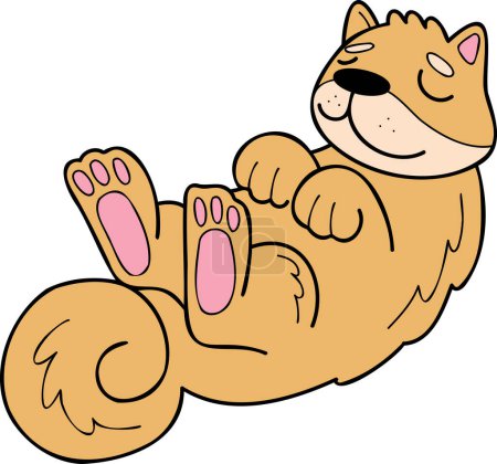 Ilustración de Hand Drawn sleeping Shiba Inu Dog illustration in doodle style isolated on background - Imagen libre de derechos