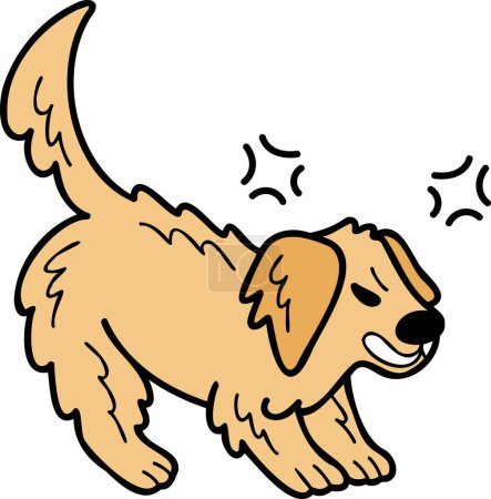 Ilustración de Hand Drawn angry Golden retriever Dog illustration in doodle style isolated on background - Imagen libre de derechos