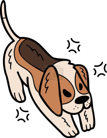 Illustration for Hand Drawn angry Beagle Dog illustration in doodle style isolated on background - Royalty Free Image