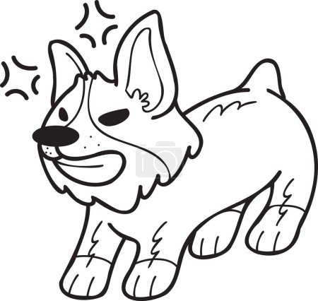 Ilustración de Hand Drawn angry Corgi Dog illustration in doodle style isolated on background - Imagen libre de derechos