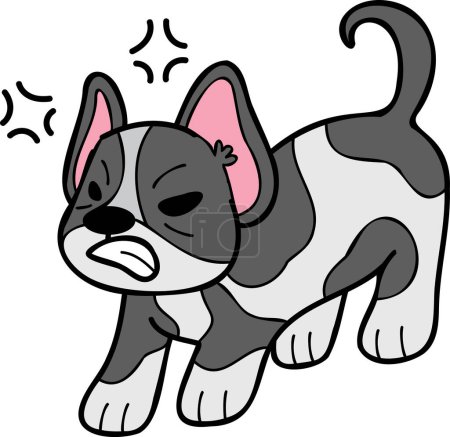 Téléchargez les illustrations : Hand Drawn French bulldog illustration in doodle style isolated on background - en licence libre de droit
