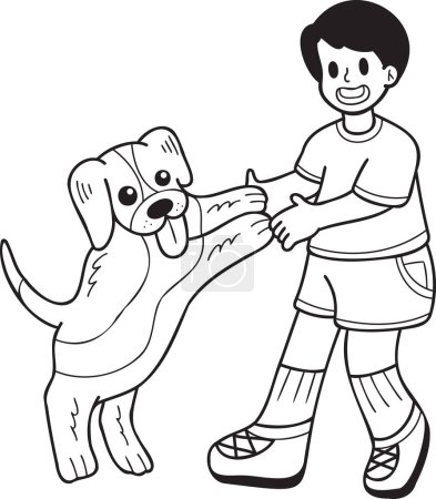 Ilustración de Hand Drawn Beagle Dog begging owner illustration in doodle style isolated on background - Imagen libre de derechos